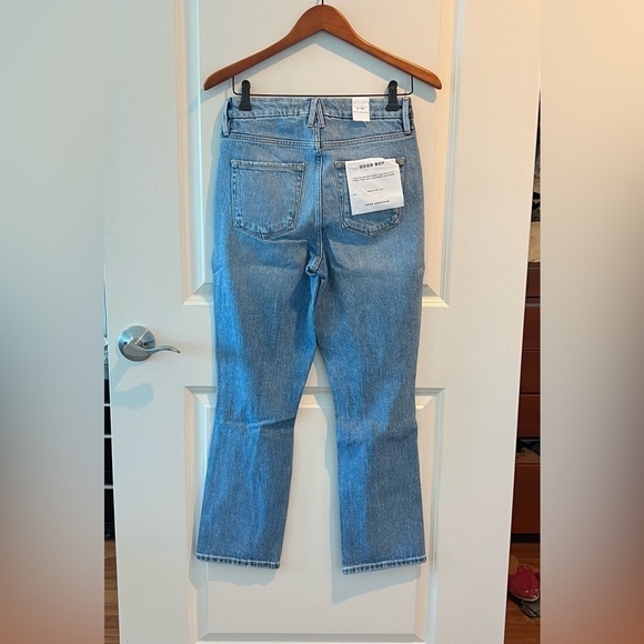 Good American Good Boy Wide Release Hem Jeans in INDIG0085 - Picture 7 of 14